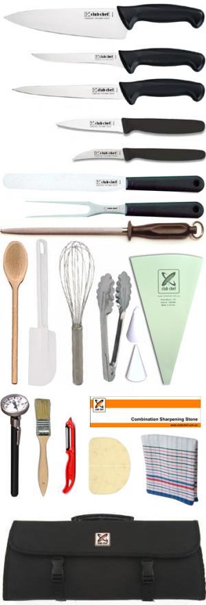 21 Piece Knife & Utensil Starter Kit by Club Chef - 21cm Cooks Knife